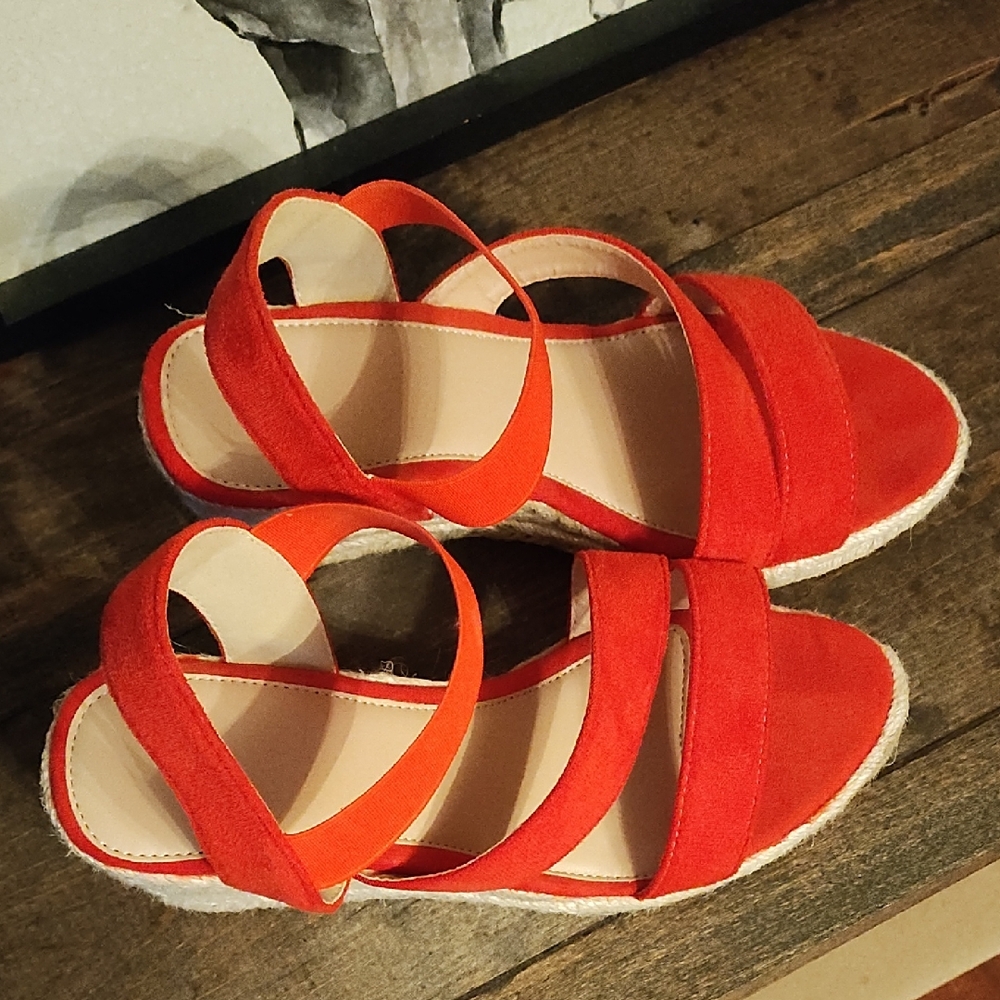 Red Strappy Espadrille Sandals-Like New